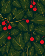 Dark Green Christmas Ornaments Pine Needles Rug