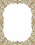 Elegant Gold Scrollwork Floral Border Rug