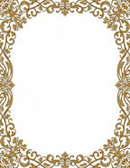 Elegant Gold Scrollwork Floral Border Rug
