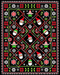 Merry Santa Christmas Floral Border Rug
