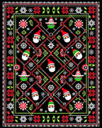 Merry Santa Christmas Floral Border Rug