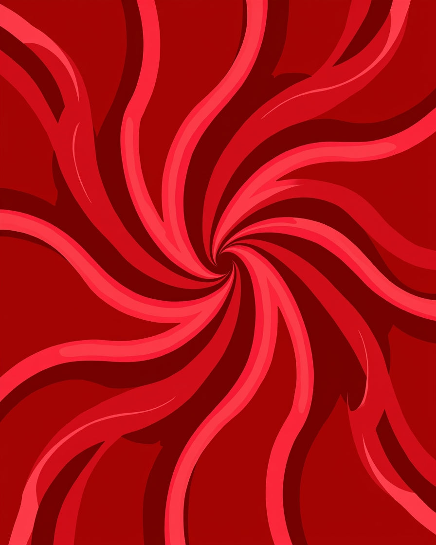Crimson Swirl Ribbon Abstract Rug