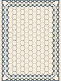 Cream Navy Chain Hexagon Border Rug