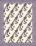 Cream Bordered Navy Swirls Rug