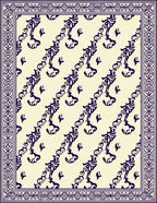 Cream Bordered Navy Swirls Rug