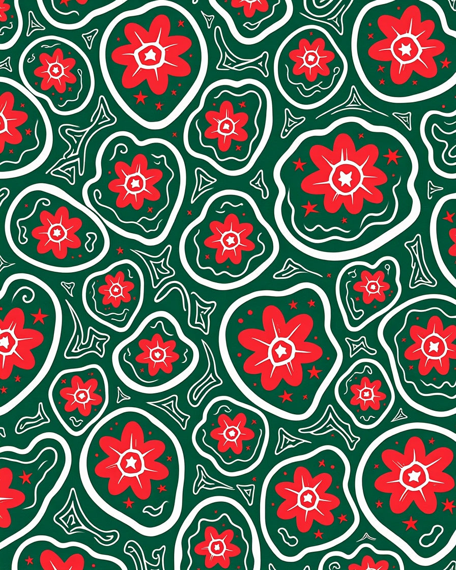 Whimsical Red Flower Organic Forms Rug