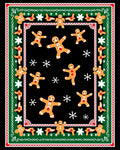Whimsical Gingerbread Men Snowflakes Border Rug