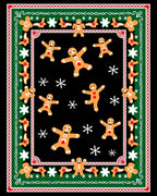 Whimsical Gingerbread Men Snowflakes Border Rug