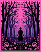 Eerie Pink Forest Silhouette Rug