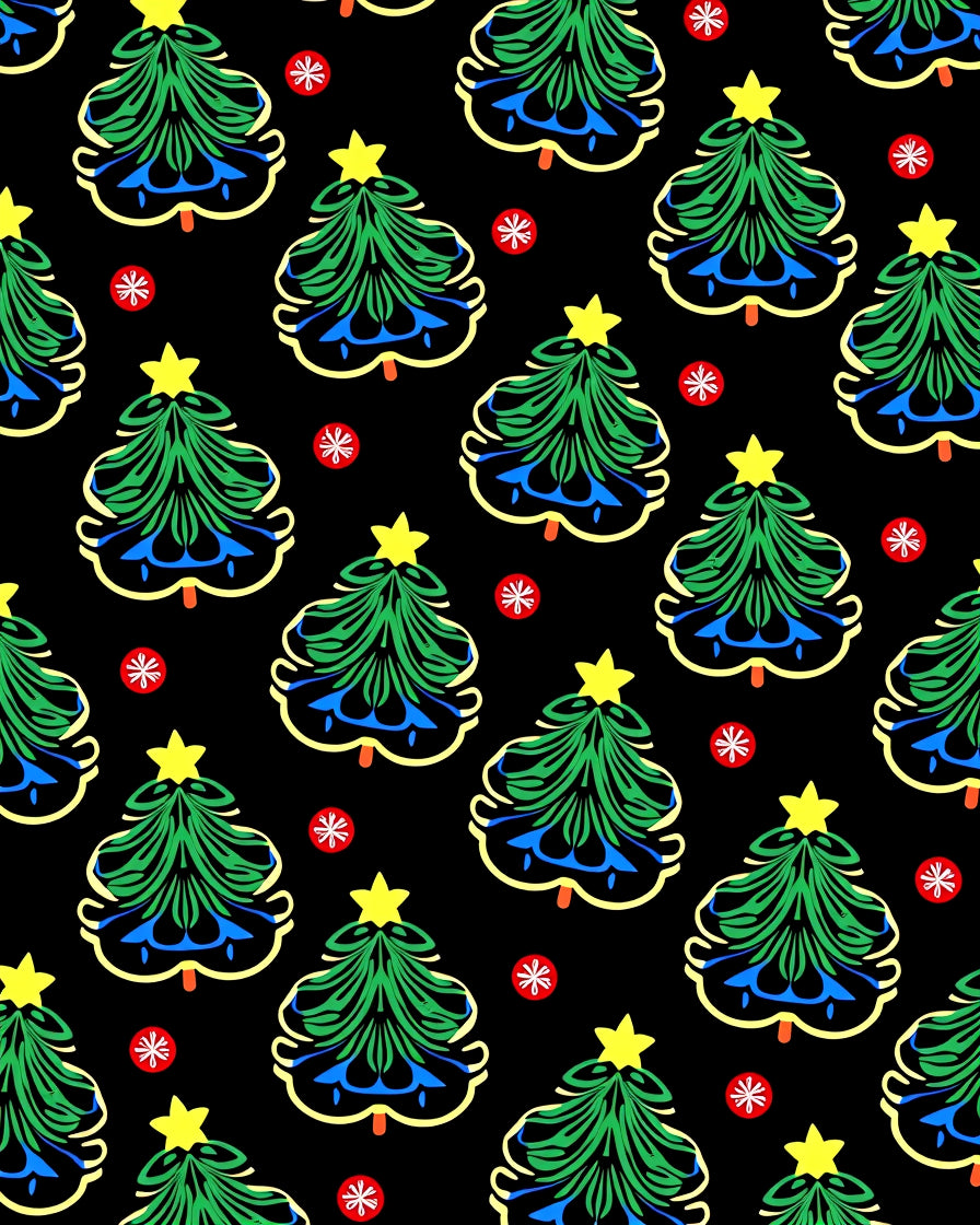 Green Christmas Tree Star Red Snowflake Rug