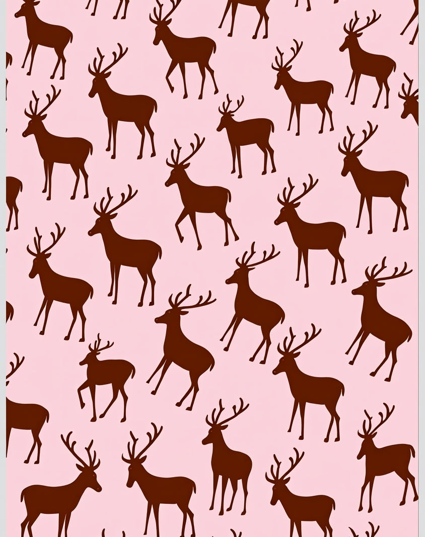 Brown Deer Silhouette Pink Background Rug