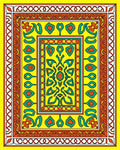 Vibrant Yellow Emerald Medallion Border Rug