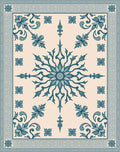Pale Blue Floral Sunburst Medallion Border Rug