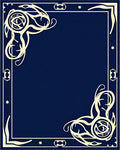 Navy Blue Cream Ornamental Frame Rug