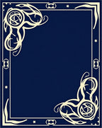 Navy Blue Cream Ornamental Frame Rug