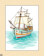 Colorful Sailboat on Turquoise Water Rug