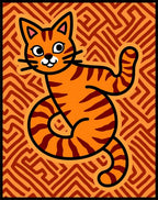 Orange Tiger Cat Abstract Maze Rug