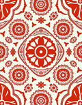 Vibrant Crimson Floral Mandala Rug
