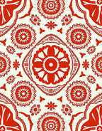 Vibrant Crimson Floral Mandala Rug