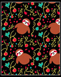Whimsical Sloth Red Berry Branch Rug