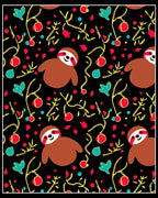 Whimsical Sloth Red Berry Branch Rug