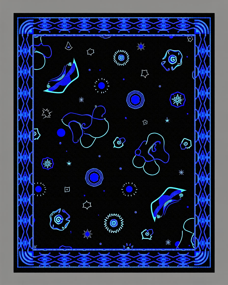 Abstract Blue Neon Celestial Rug