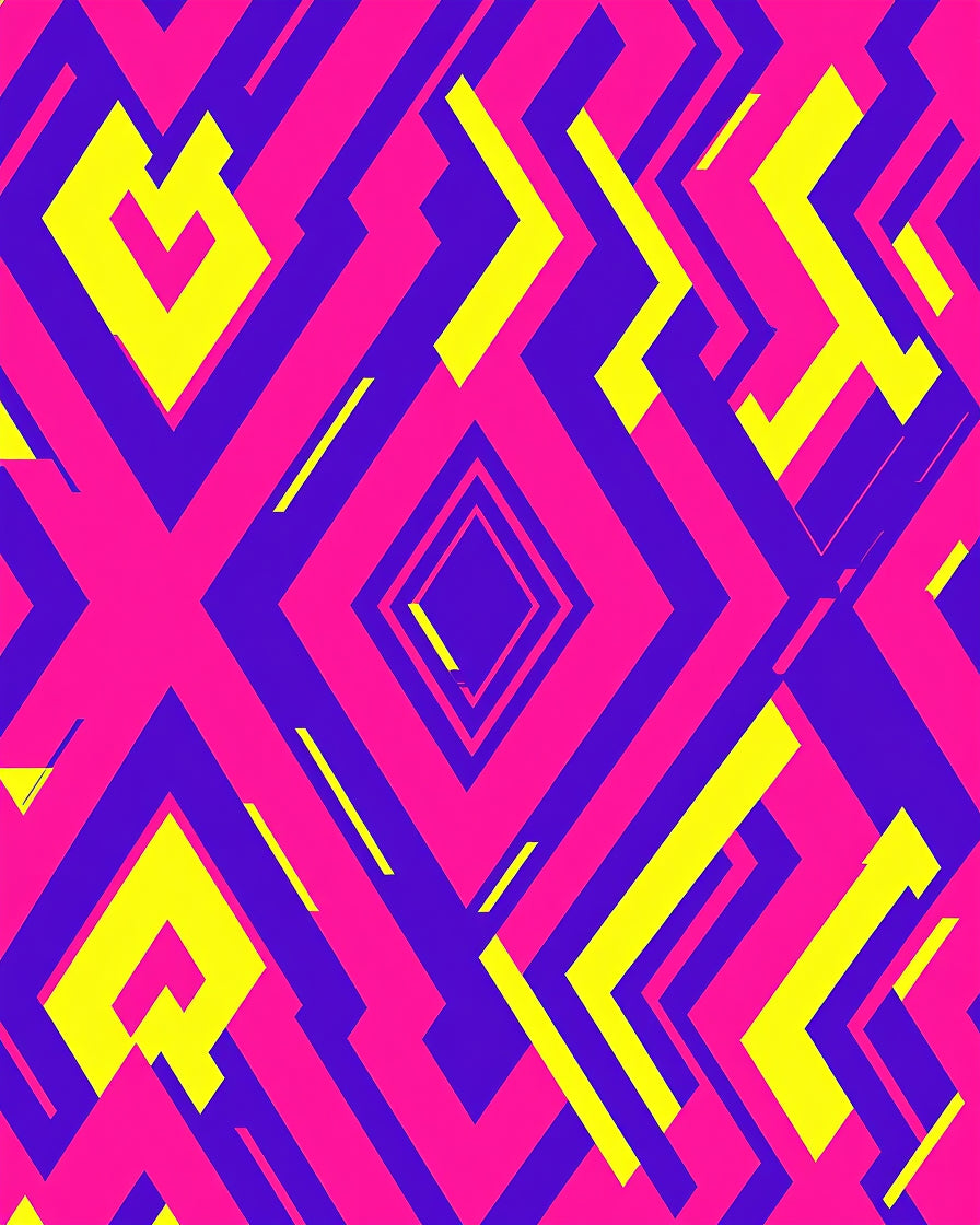 Vibrant Pink Electric Geometric Abstract Rug