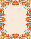 Vibrant Orange Red Floral Border Rug