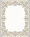Elegant Brown Scrollwork Floral Frame Rug