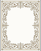 Elegant Brown Scrollwork Floral Frame Rug
