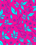 Vibrant Pink Teal Leaf Swirls Rug