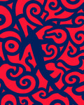 Bold Crimson Swirl Abstract Rug