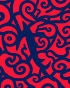 Bold Crimson Swirl Abstract Rug