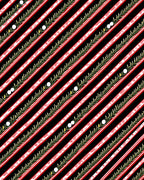 Diagonal Red White Striped Laurel Circles Rug