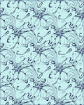 Pale Blue Dark Line Floral Swirl Rug