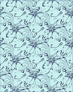 Pale Blue Dark Line Floral Swirl Rug