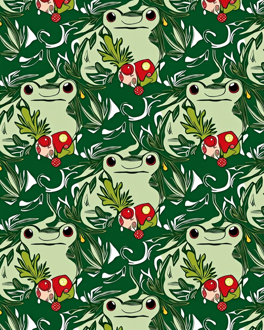 Whimsical Frogs and Berries Garden Rug