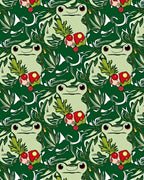 Whimsical Frogs and Berries Garden Rug