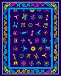 Vibrant Neon Science Icons Collage Rug