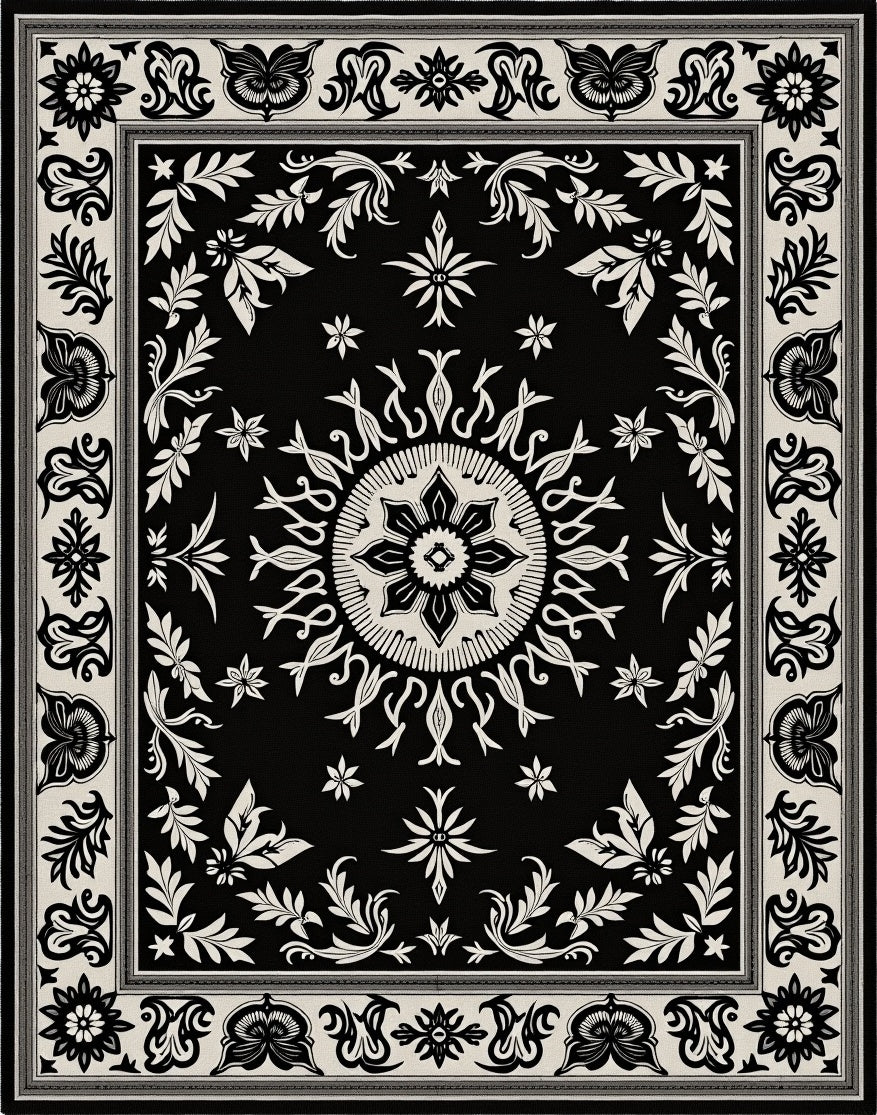 Ornate Radial Floral Inlay Rug