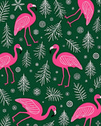 Pink Flamingos Pine Trees Green Rug