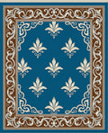 Ornate Cream Floral Blue Border Rug