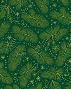 Emerald Green Golden Pine Branch Rug