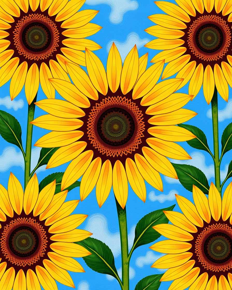 Golden Sunflowers Against Sky Rug