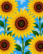 Golden Sunflowers Against Sky Rug