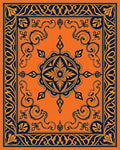 Vibrant Orange Navy Floral Medallion Rug