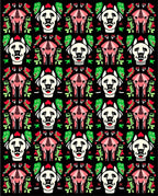 Whimsical White Dog Floral Repeat Rug