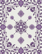Violet Floral Medallion Border Rug