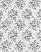 Monochromatic Line Art Rose Bouquet Rug