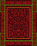 Bold Red Abstract Geometric Frame Rug